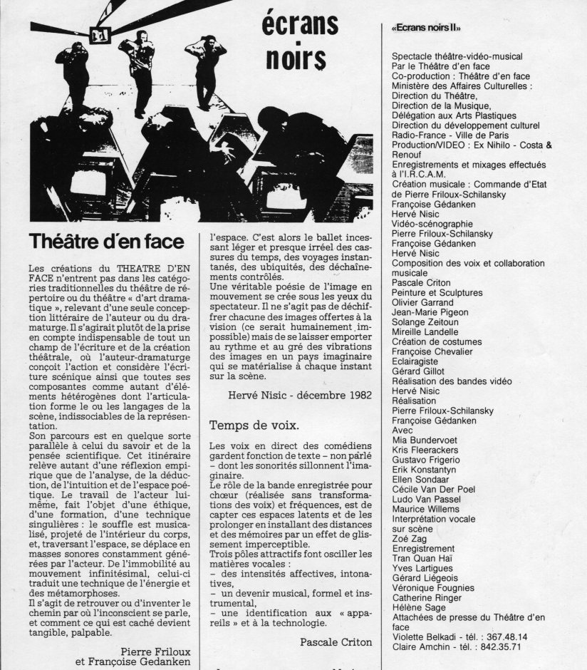 Écrans noirs by French company Théatre d'en Face